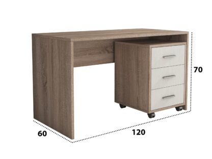 Birou Oscar, sonoma/alb, 120x60x70 cm - imagine 2