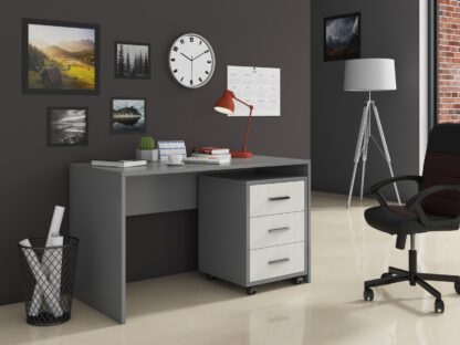 Birou Oscar, antracit/alb, 120x60x70 cm