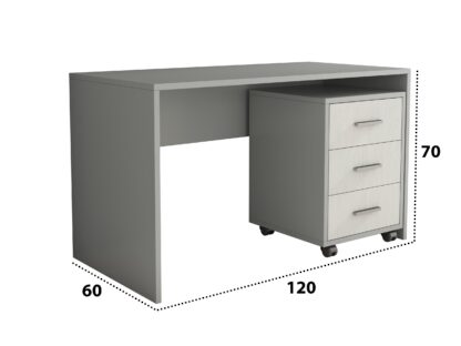 Birou Oscar, gri/alb, 120x60x70 cm - imagine 3