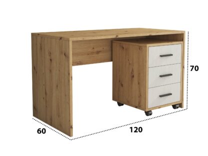 Birou Oscar, taho/alb, 120x60x70 cm - imagine 3