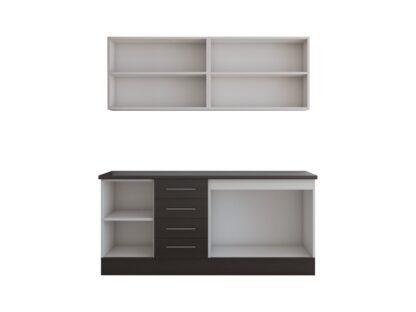 Bucatarie Alfa cu vitrina, 180x210x60 cm, wenge - imagine 3