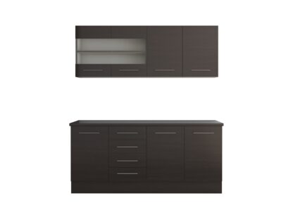 Bucatarie Alfa cu vitrina, 180x210x60 cm, wenge - imagine 2