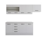 Bucatarie Alfa cu vitrina, 240x210x60 cm, alb - imagine 5