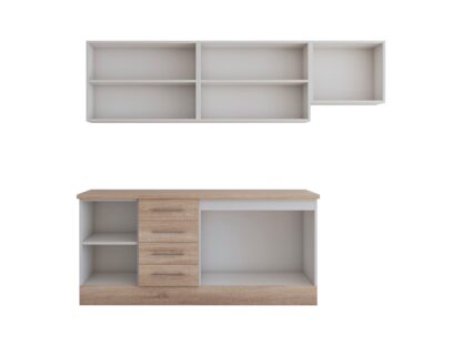 Bucatarie Alfa cu vitrina, 240x210x60 cm, sonoma - imagine 3