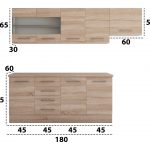 Bucatarie Alfa cu vitrina, 240x210x60 cm, sonoma - imagine 4
