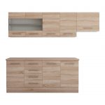 Bucatarie Alfa cu vitrina, 240x210x60 cm, sonoma - imagine 2