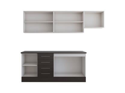 Bucatarie Alfa cu vitrina, 240x210x60 cm, wenge - imagine 3