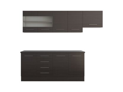 Bucatarie Alfa cu vitrina, 240x210x60 cm, wenge - imagine 2