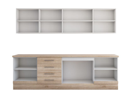 Bucatarie Alfa cu vitrina, 260x210x60 cm, sonoma - imagine 4