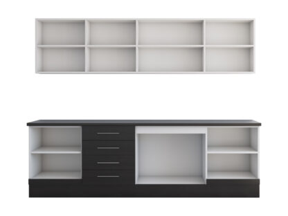 Bucatarie Alfa cu vitrina, 260x210x60 cm, wenge - imagine 4