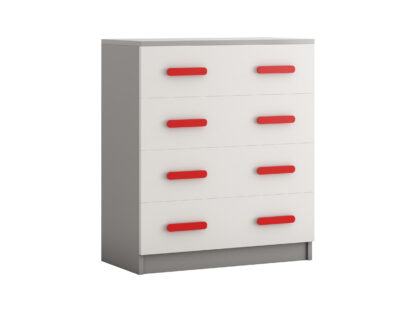 Comoda Didi, alb/rosu, 80x93x40 cm, 4 sertare
