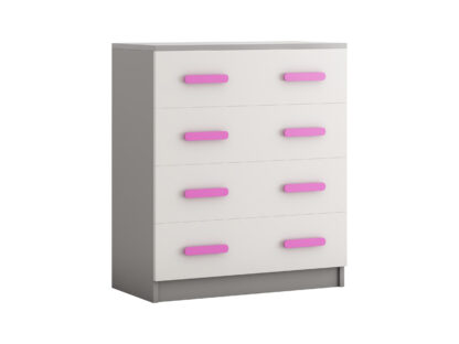 Comoda Didi, alb/roz, 80x93x40 cm, 4 sertare