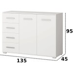 Comodă Stela, 135x95x45 cm, alb - imagine 2