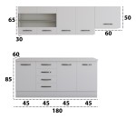 Bucatarie Alfa cu vitrina, 240x210x60 cm, alb - imagine 4