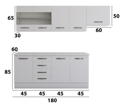 Bucatarie Alfa cu vitrina, 240x210x60 cm, alb - imagine 4