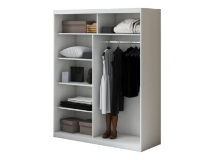 Set Dormitor Atena, Alb, Dulap 200 cm, Pat 160x200 cm, 2 noptiere, comoda - imagine 7