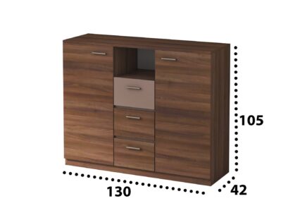 Set Dormitor Effect, Nuc, Dulap 150 cm, Pat 160x200 cm, 2 noptiere, comoda - imagine 7
