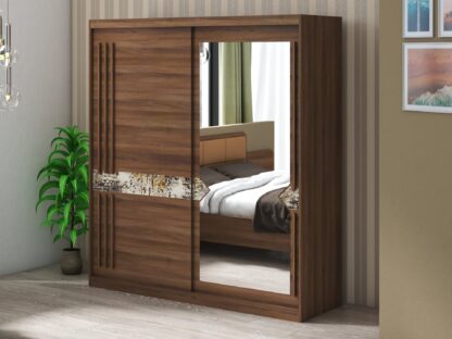Set Dormitor Atena, Nuc, Dulap 200 cm, Pat 160x200 cm, 2 noptiere, comoda - imagine 9