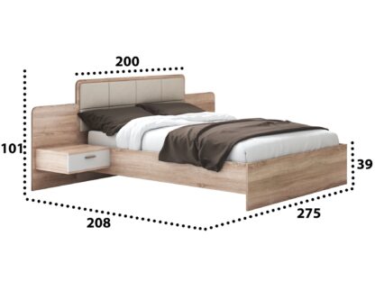 Set Dormitor Tokyo, Sonoma, Dulap 200 cm, Pat 160x200 cm, 2 noptiere, comoda - imagine 4