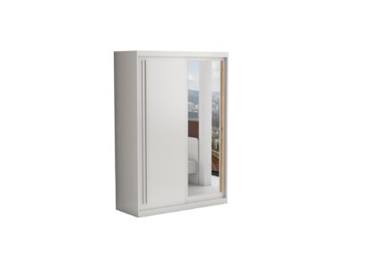 Set Dormitor Effect, Alb, Dulap 150 cm, Pat 160x200 cm, 2 noptiere, comoda - imagine 8