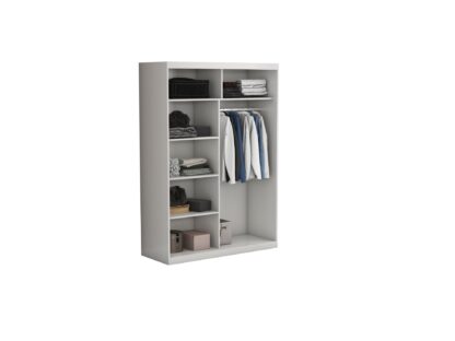 Set Dormitor Effect, Alb, Dulap 150 cm, Pat 160x200 cm, 2 noptiere, comoda - imagine 9