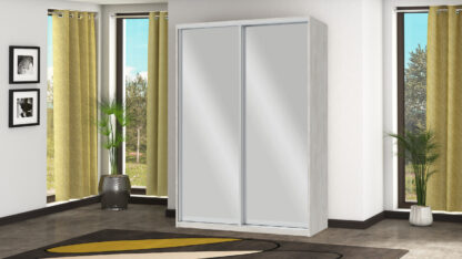 Dressing Amber cu oglinda, alb murdar, 120x225x60 cm, 2 usi culisante
