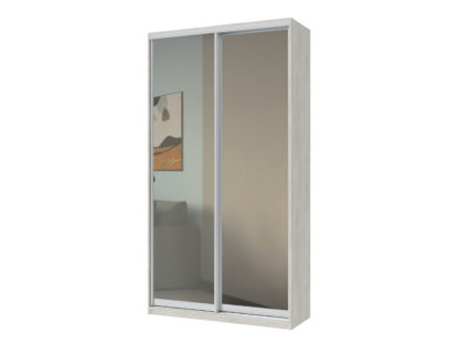 Dressing Amber cu oglinda, alb murdar, 120x225x60 cm, 2 usi culisante - imagine 2
