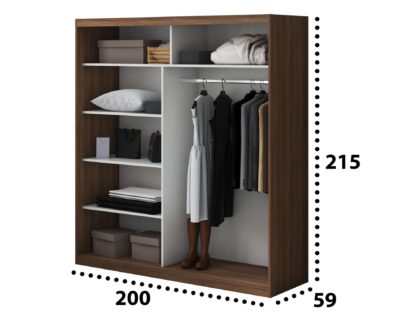 Set Dormitor Atena, Nuc, Dulap 200 cm, Pat 160x200 cm, 2 noptiere, comoda - imagine 11
