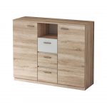 Set Dormitor Tokyo, Sonoma, Dulap 150 cm, Pat 160x200 cm, 2 noptiere, comoda - imagine 4