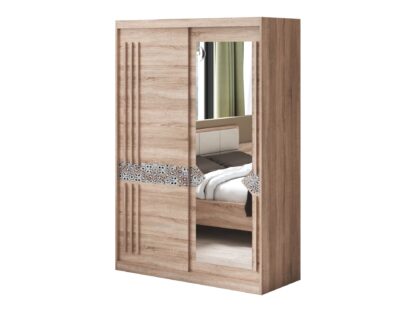 Set Dormitor Atena, Sonoma, Dulap 150 cm, Pat 160x200 cm, 2 noptiere, comoda - imagine 8