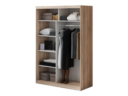 Set Dormitor Atena, Sonoma, Dulap 150 cm, Pat 160x200 cm, 2 noptiere, comoda - imagine 7