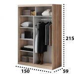 Set Dormitor Atena, Sonoma, Dulap 150 cm, Pat 160x200 cm, 2 noptiere, comoda - imagine 6