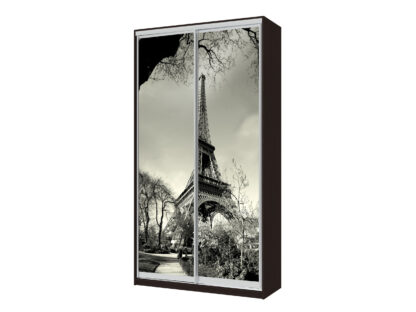Dressing Eiffel cu fotoprint, wenge, 120x225x60 cm, 2 usi culisante - imagine 2