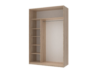 Dressing Fiona cu oglinda, sonoma, 150x225x60 cm, 2 usi culisante - imagine 4
