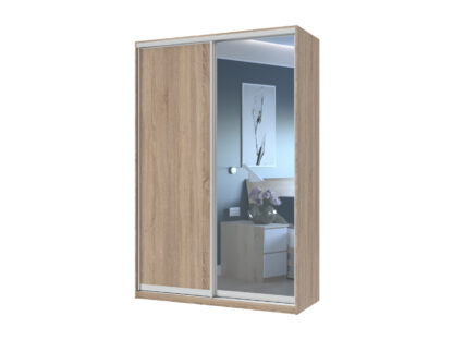Dressing Fiona cu oglinda, sonoma, 150x225x60 cm, 2 usi culisante - imagine 3