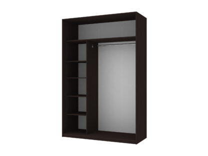 Dressing Irma cu oglinda, wenge, 150x225x60 cm, 2 usi culisante - imagine 3