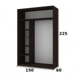Dressing Flora cu fotoprint, wenge, 150x225x60 cm, 2 usi culisante - imagine 4