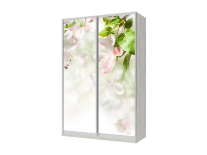 Dressing Flora cu fotoprint, alb murdar, 150x225x60 cm, 2 usi culisante - imagine 2