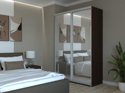 Dressing Irma cu oglinda, wenge, 150x225x60 cm, 2 usi culisante