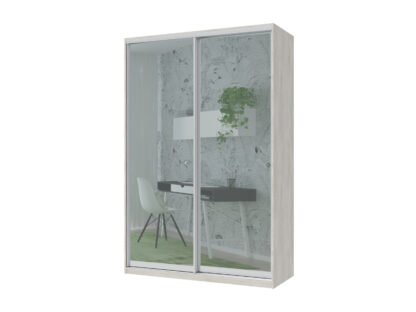 Dressing Irma cu oglinda, alb murdar, 150x225x60 cm, 2 usi culisante - imagine 2