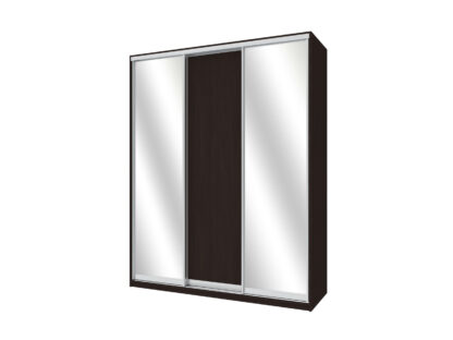 Dulap Karla cu oglinda, wenge, 180x225x60 cm, 3 usi culisante - imagine 2