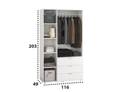 Dressing Oslo 3D, alb, 116x203x49 cm - imagine 4