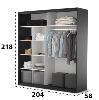 Dressing Radu, 204x218x58 cm, negru/alb - imagine 4