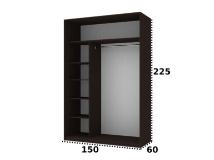 Dressing Irma cu oglinda, wenge, 150x225x60 cm, 2 usi culisante - imagine 4