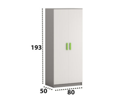 Dulap Didi, alb/verde, 80x193x50 cm, 2 usi cu balamale - imagine 2