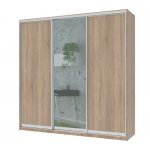 Dulap Iris cu oglinda, sonoma, 225x225x60 cm, 3 usi culisante - imagine 2