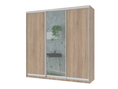 Dulap Iris cu oglinda, sonoma, 225x225x60 cm, 3 usi culisante - imagine 2