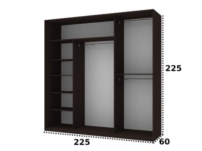 Dulap Iris cu oglinda, wenge, 225x225x60 cm, 3 usi culisante - imagine 4