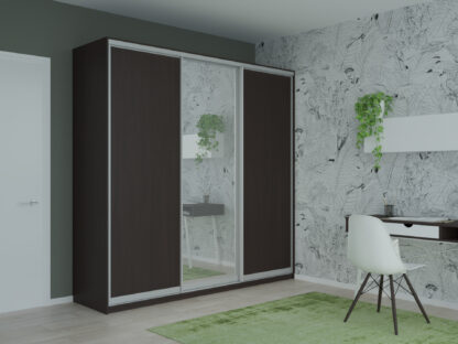 Dulap Iris cu oglinda, wenge, 225x225x60 cm, 3 usi culisante