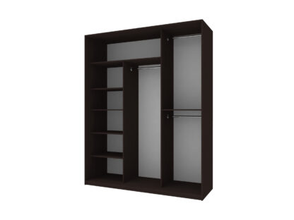 Dulap Karla cu oglinda, wenge, 180x225x60 cm, 3 usi culisante - imagine 3